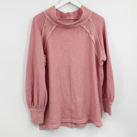 Free People She’s A Keeper Oversized Pink Blouse Tunic Size Extra Small Boho - Picture 1 of 9